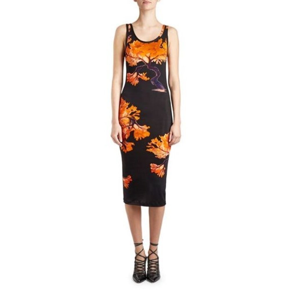 Givenchy Paris Black Orange Midi Dress $1,040 - Picture 2 of 14